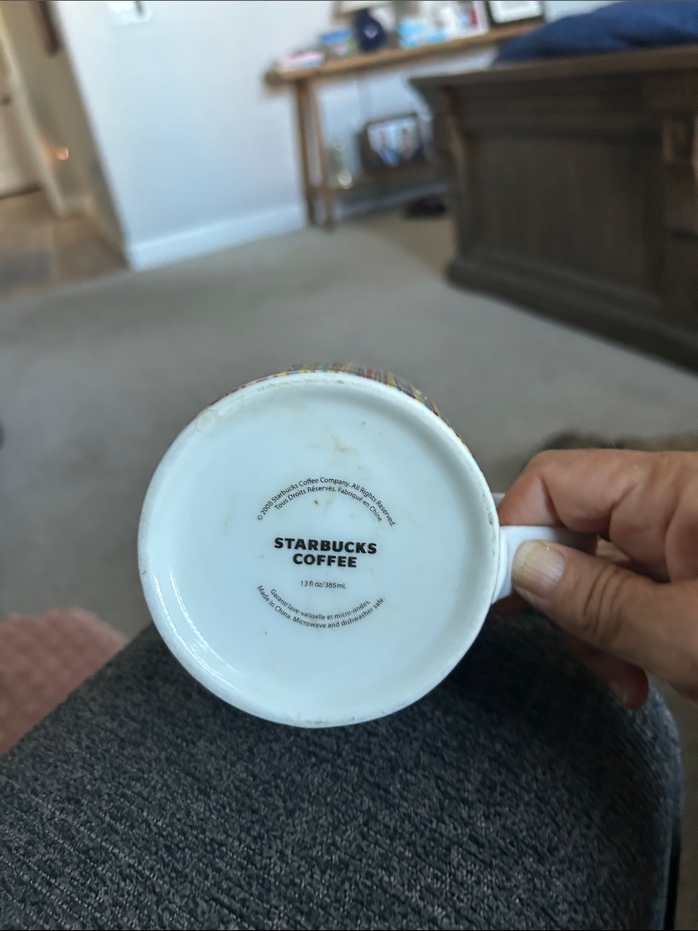 Starbucks White-Handled Mug with Rainbow Stripes 2008 - Picture 2 of 4